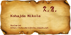 Kohajda Nikola névjegykártya